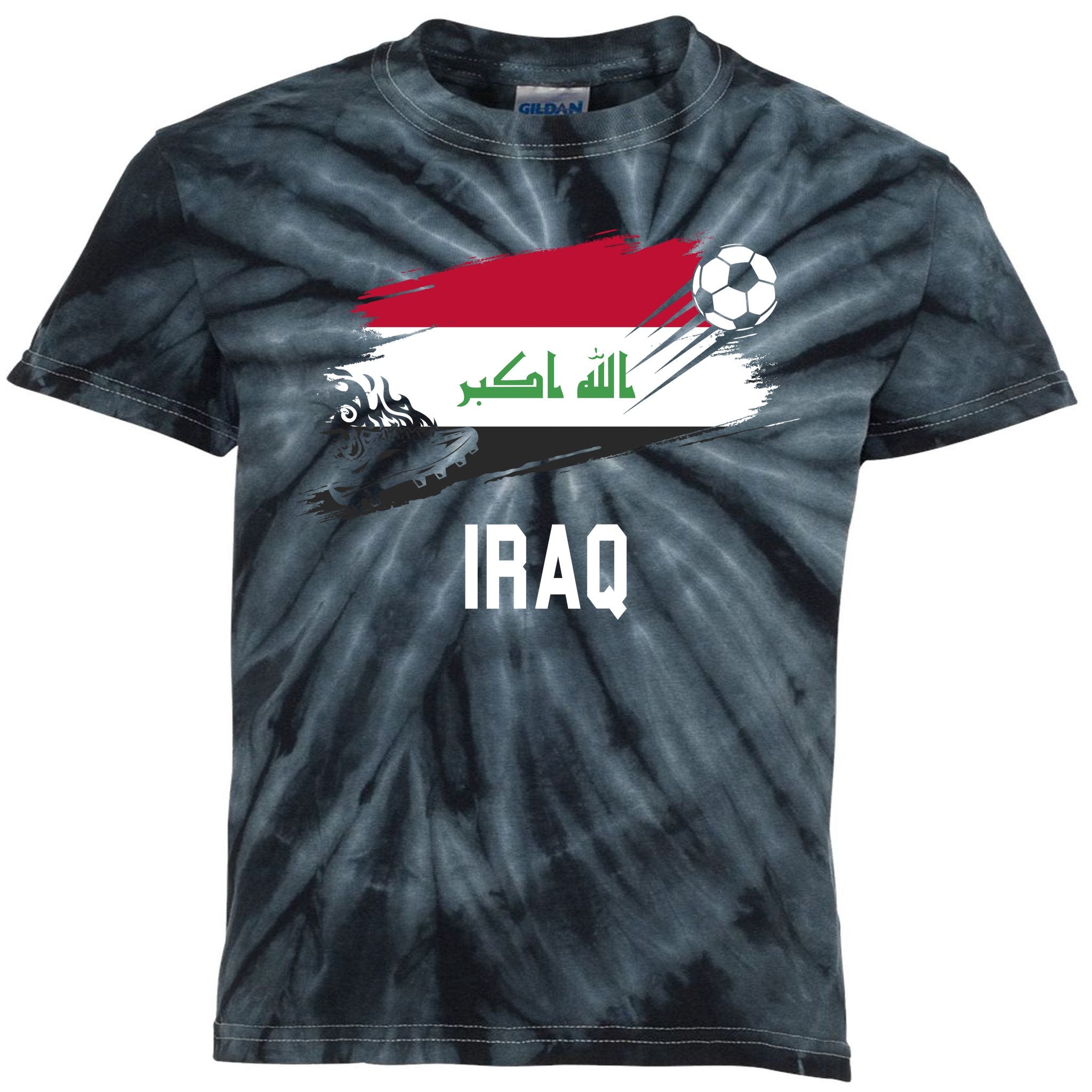 Iraq National Football Soccer Team Flag Kids Tie-Dye T-Shirt