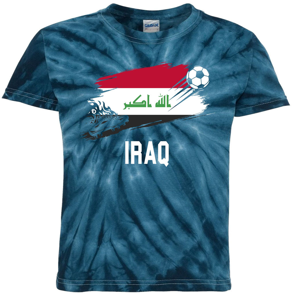 Iraq National Football Soccer Team Flag Kids Tie-Dye T-Shirt