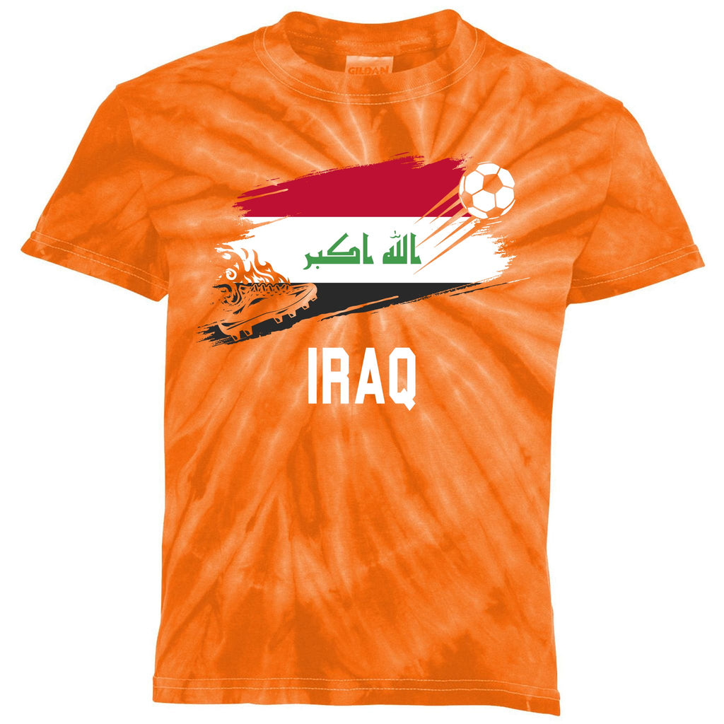 Iraq National Football Soccer Team Flag Kids Tie-Dye T-Shirt