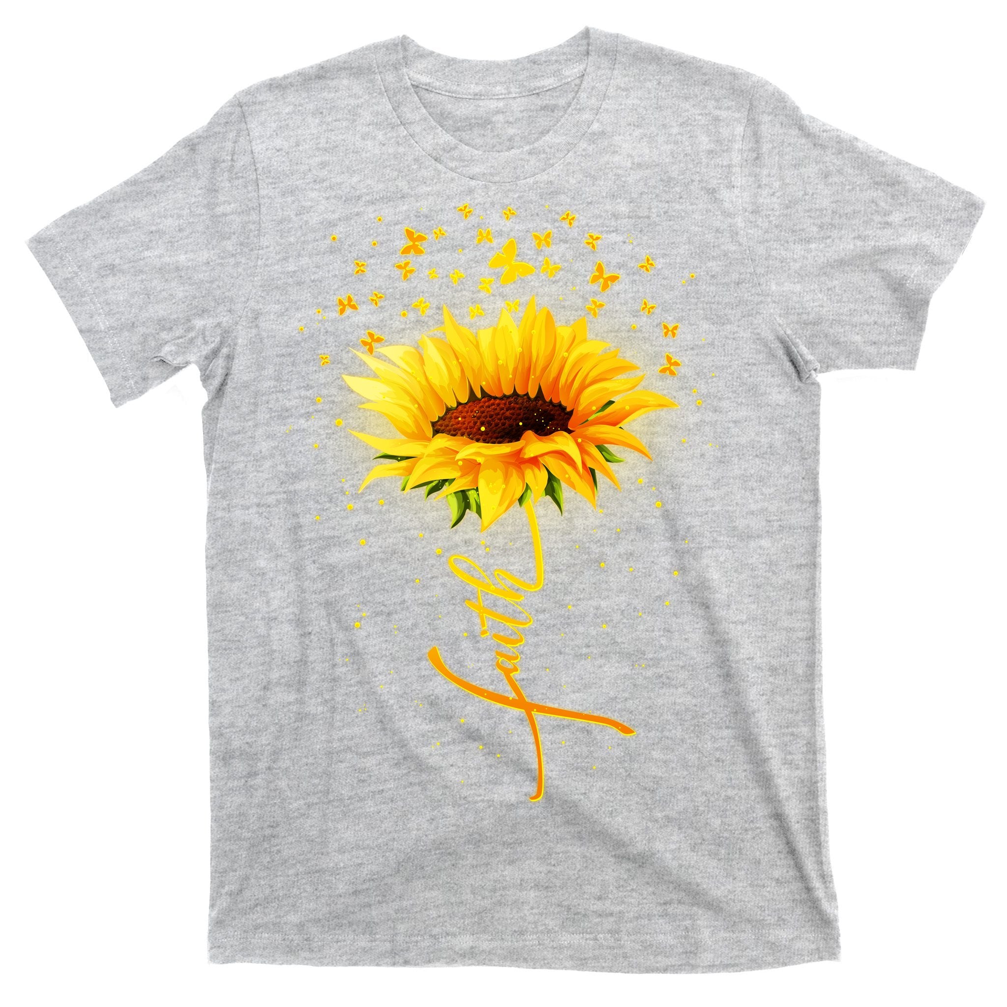 Inspirational Faith Sunflower & Butterflies T-Shirt