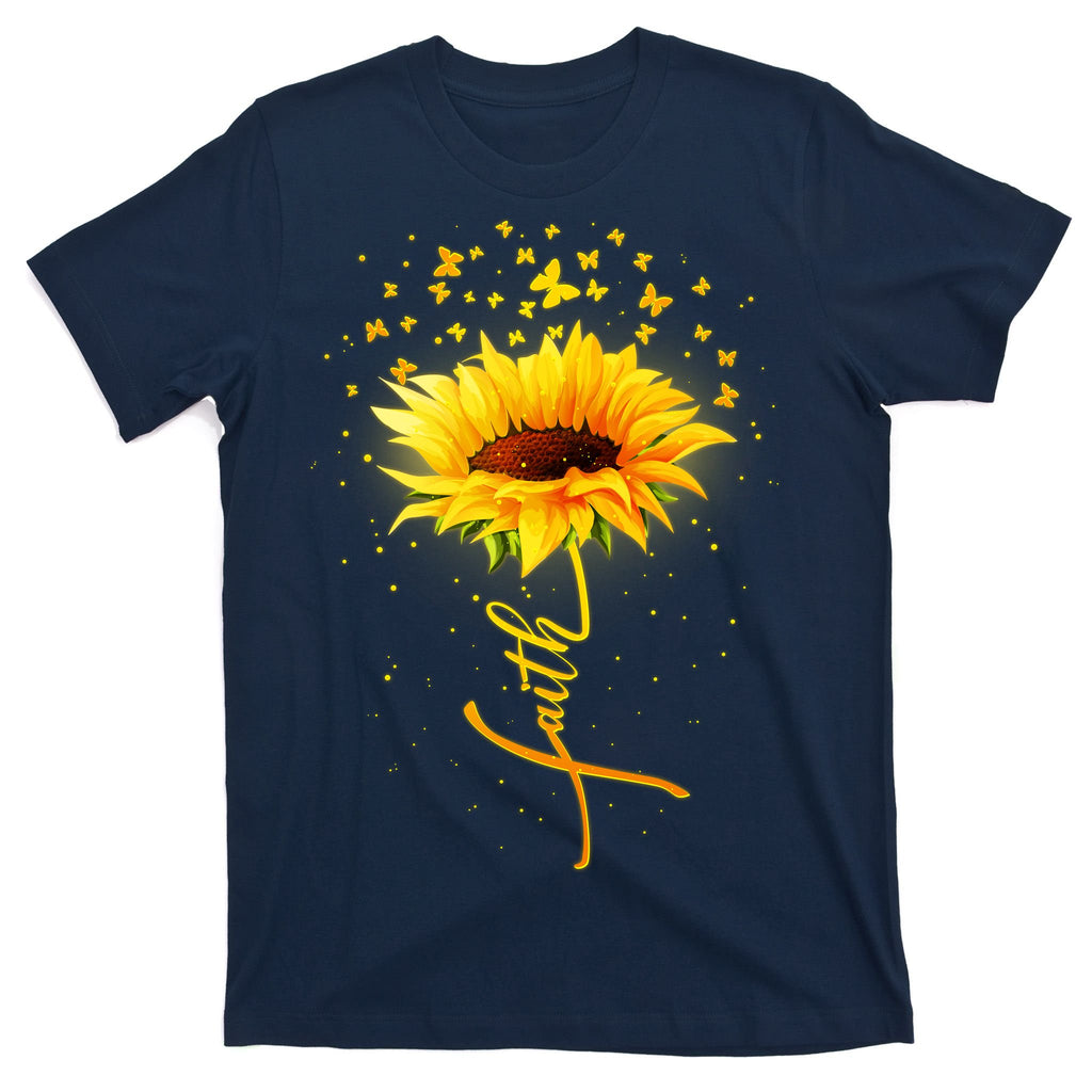 Inspirational Faith Sunflower & Butterflies T-Shirt