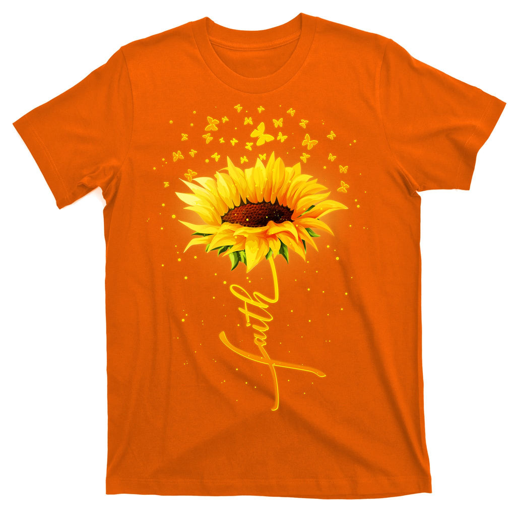 Inspirational Faith Sunflower & Butterflies T-Shirt