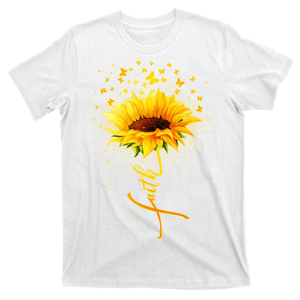 Inspirational Faith Sunflower & Butterflies T-Shirt