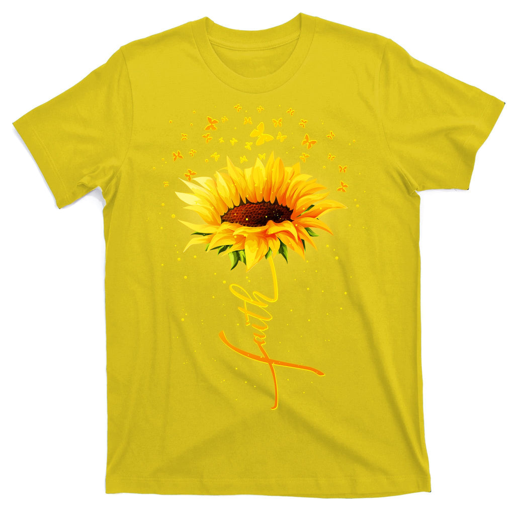 Inspirational Faith Sunflower & Butterflies T-Shirt