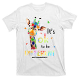 It's Ok To Be Different Autism Awareness Puzzle Giraffe T-Shirt