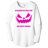 In October We Wear Pink And Watch Football Breast Cancer Women's Perfect Tri Tunic Long Sleeve Shirt