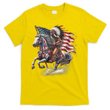 Indigenous Peoples Day 4th Of July Native American Day Flag Indian Riding Horse T-Shirt