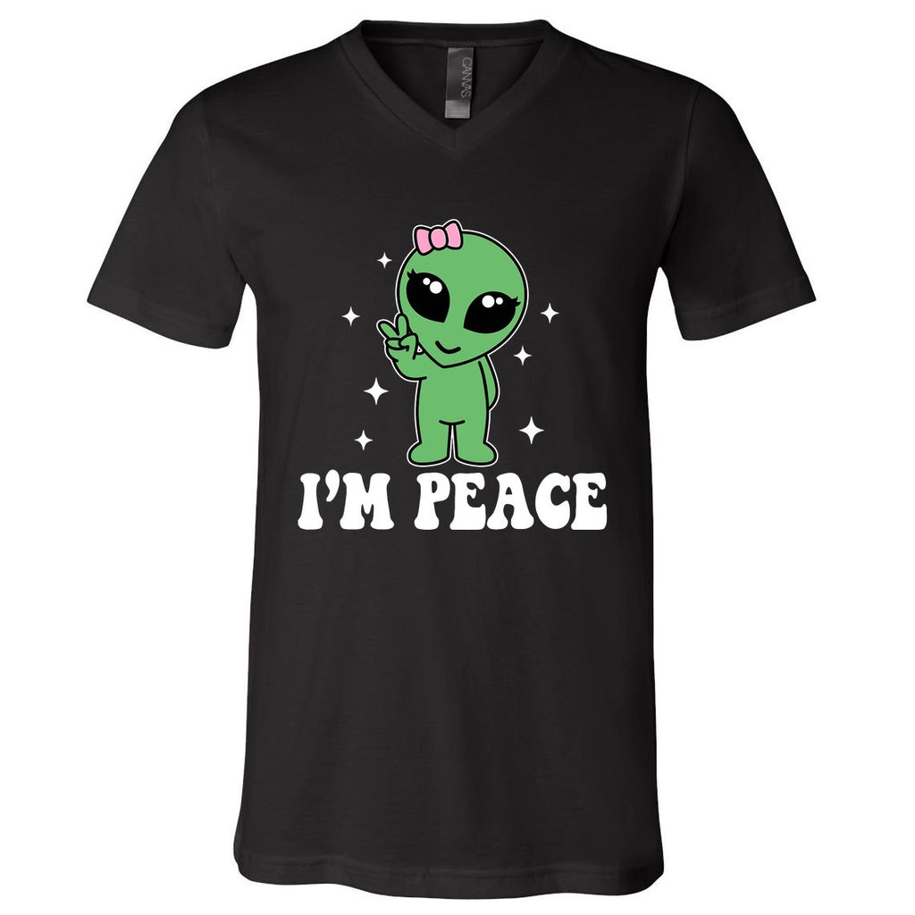 IM Peace Funny Alien Couples Matching ValentineS Day V-Neck T-Shirt