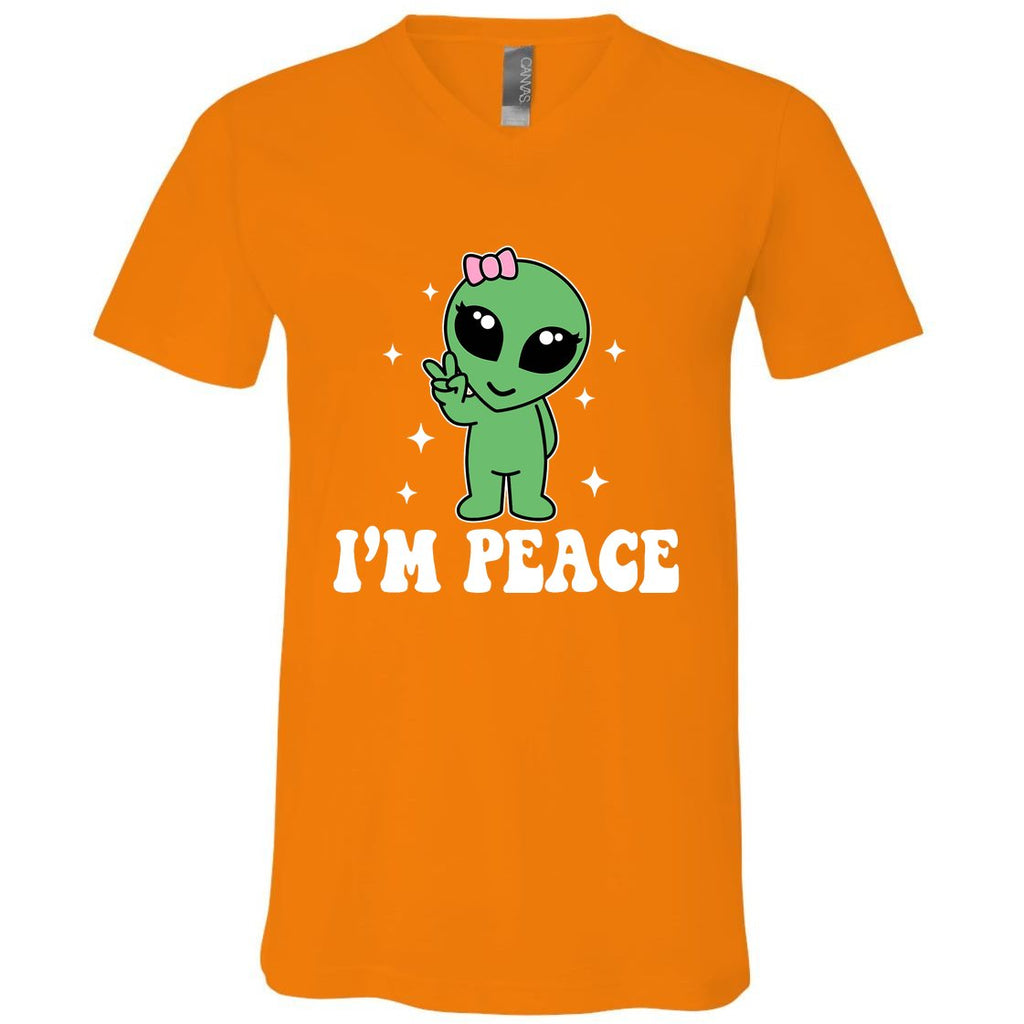 IM Peace Funny Alien Couples Matching ValentineS Day V-Neck T-Shirt