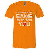 I Paused My Game To Be With You Valentine Gift V-Neck T-Shirt