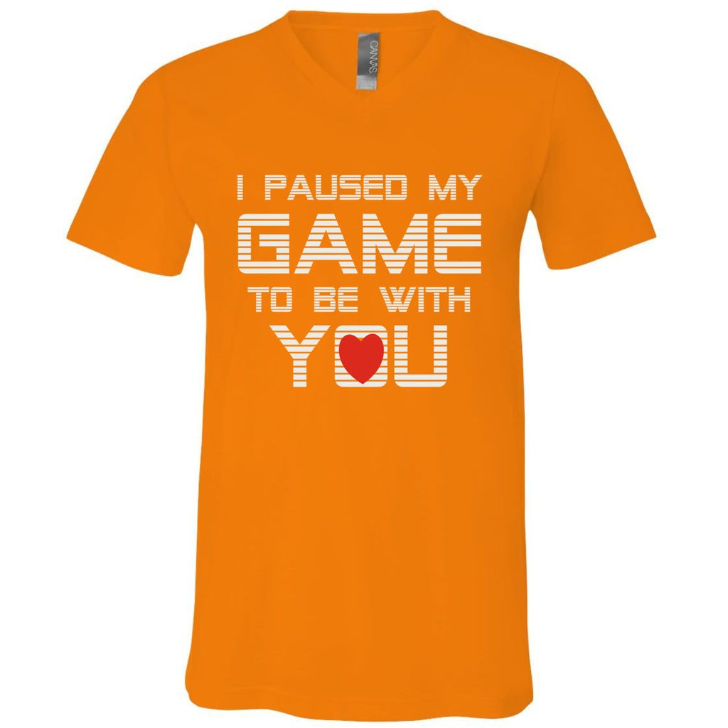 I Paused My Game To Be With You Valentine Gift V-Neck T-Shirt