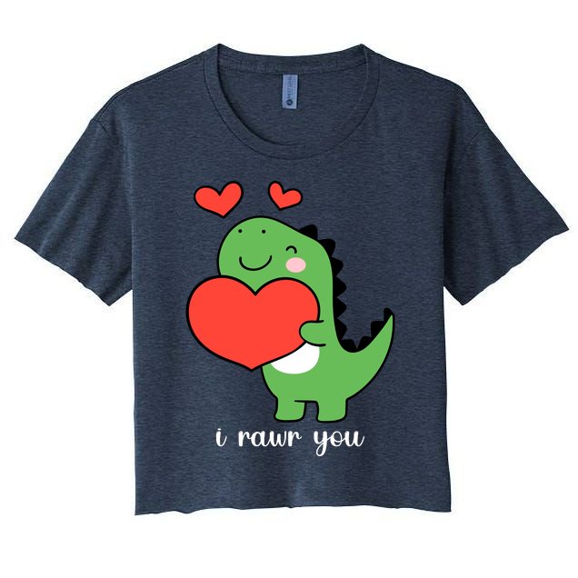 I Rawr You Cute Dinosaur Love Valentines Day Women's Crop Top Tee