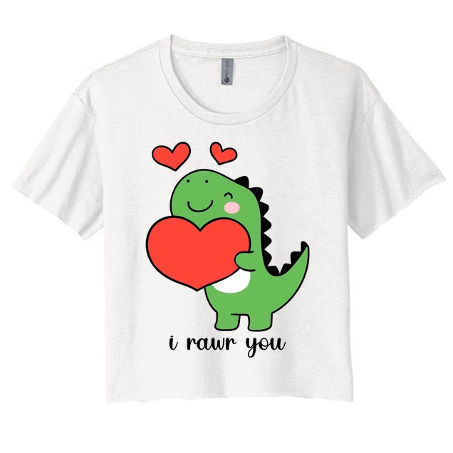 I Rawr You Cute Dinosaur Love Valentines Day Women's Crop Top Tee