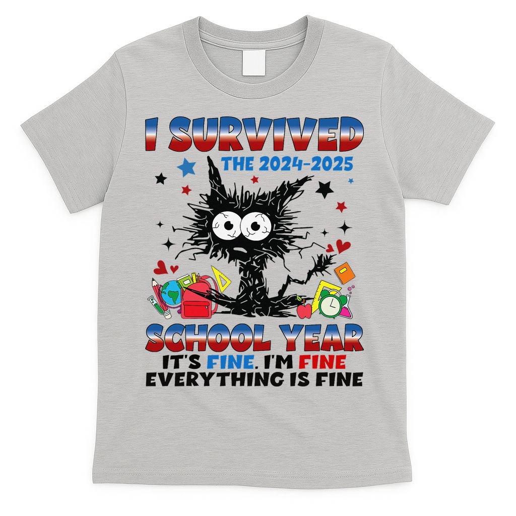 I Survived Black Cat Last Day Of The School 2025 Graduation T-Shirt