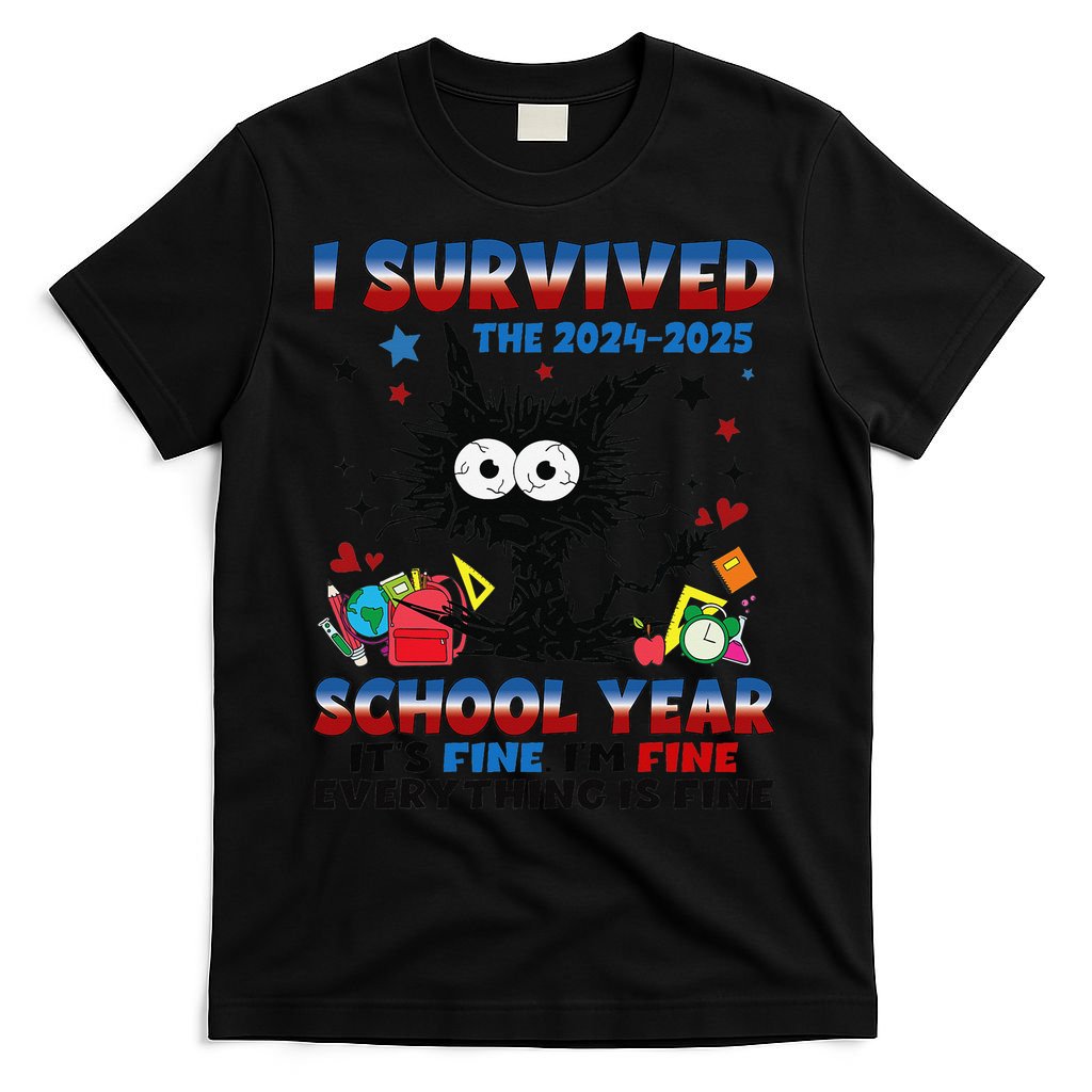 I Survived Black Cat Last Day Of The School 2025 Graduation T-Shirt