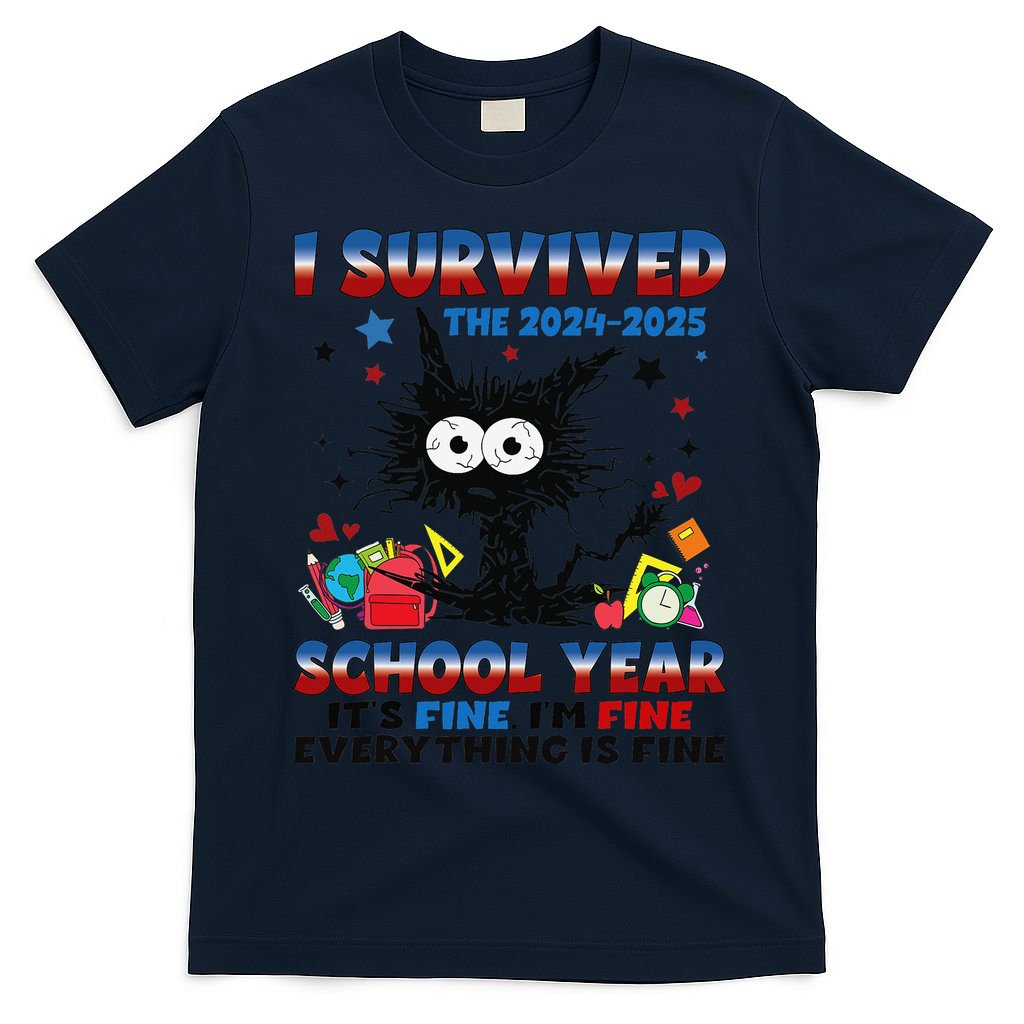 I Survived Black Cat Last Day Of The School 2025 Graduation T-Shirt