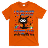 I Survived Black Cat Last Day Of The School 2025 Graduation T-Shirt