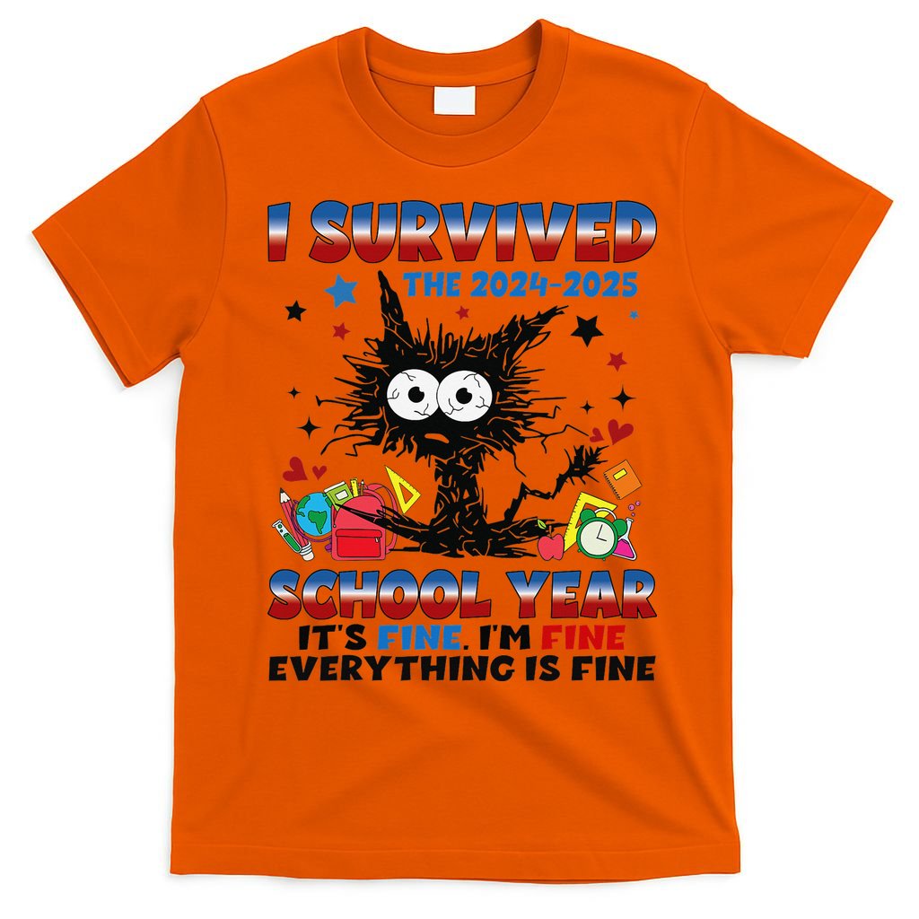 I Survived Black Cat Last Day Of The School 2025 Graduation T-Shirt