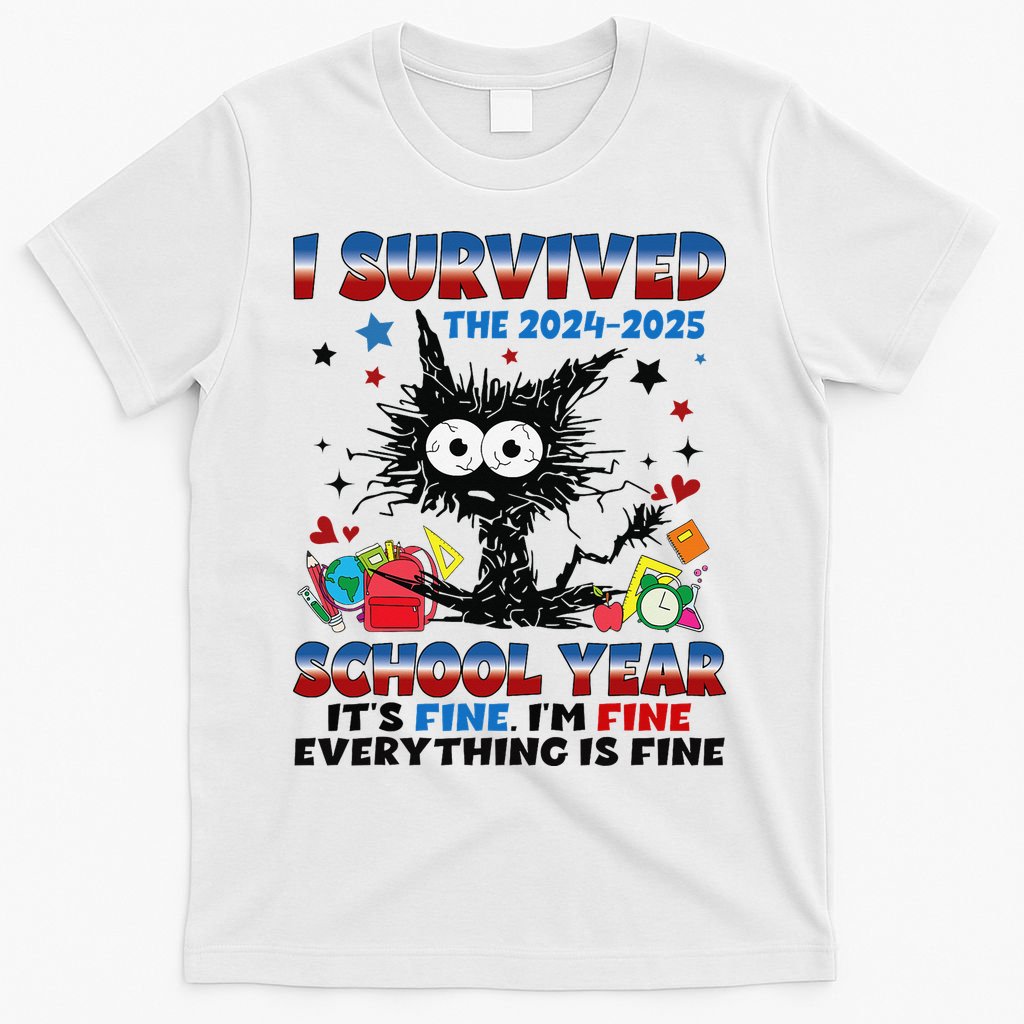 I Survived Black Cat Last Day Of The School 2025 Graduation T-Shirt