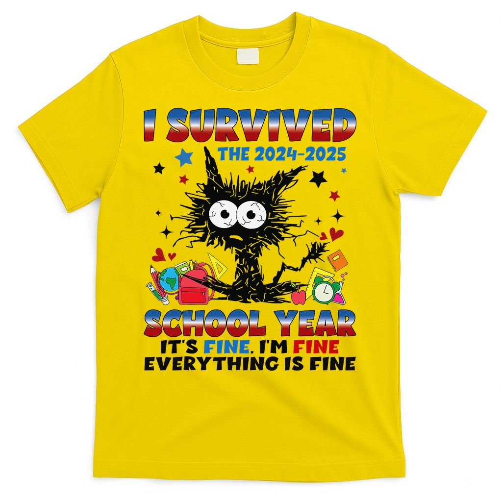 I Survived Black Cat Last Day Of The School 2025 Graduation T-Shirt