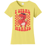 I Steal Hearts Dinosaur Valentines Women's T-Shirt