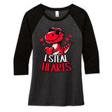 I Steal Hearts Trex Dino ValentineS Day Son Women's Tri-Blend 3/4-Sleeve Raglan Shirt