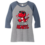 I Steal Hearts Trex Dino ValentineS Day Son Women's Tri-Blend 3/4-Sleeve Raglan Shirt