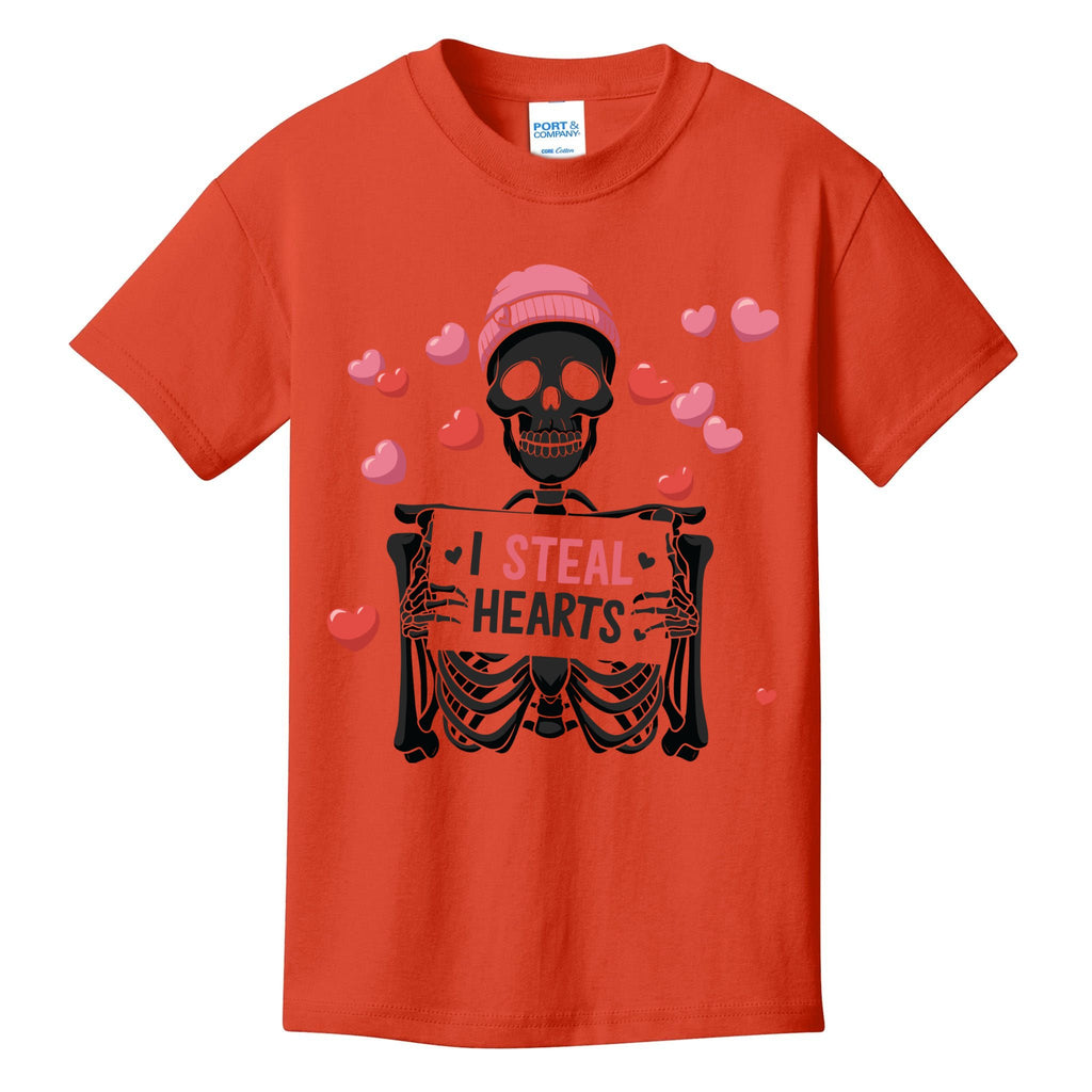 I Steal Hearts Funny Skeleton Valentine Kids T-Shirt