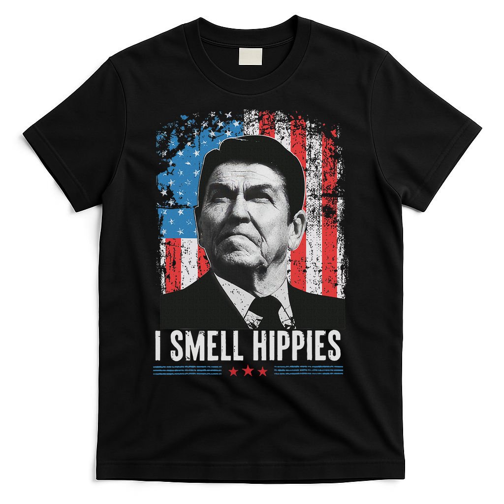 I Smell Hippies Retro American Flag Patriotic 4th Of July T-Shirt