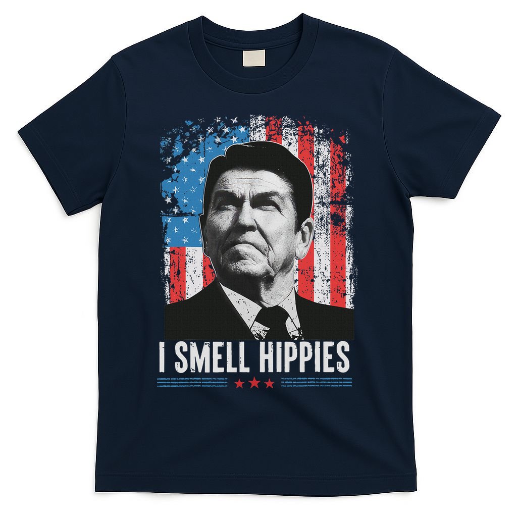 I Smell Hippies Retro American Flag Patriotic 4th Of July T-Shirt