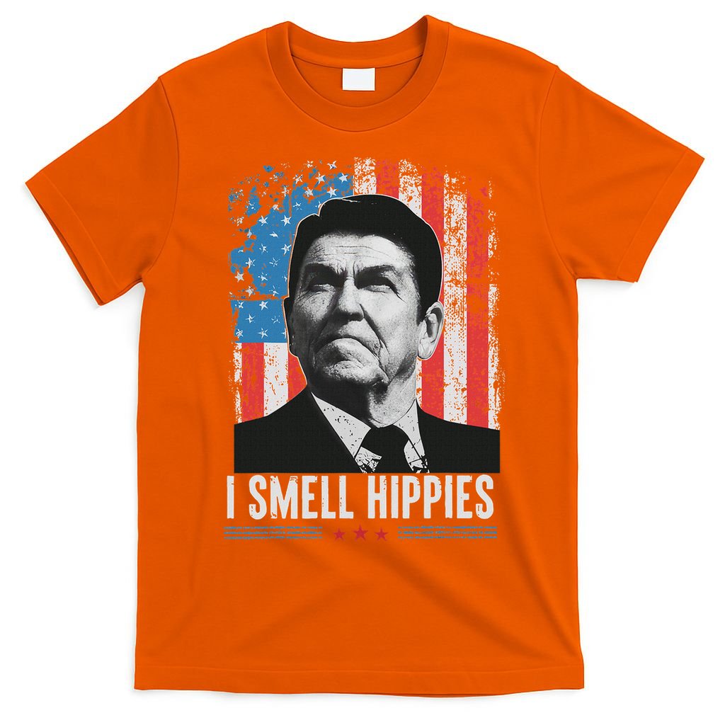 I Smell Hippies Retro American Flag Patriotic 4th Of July T-Shirt