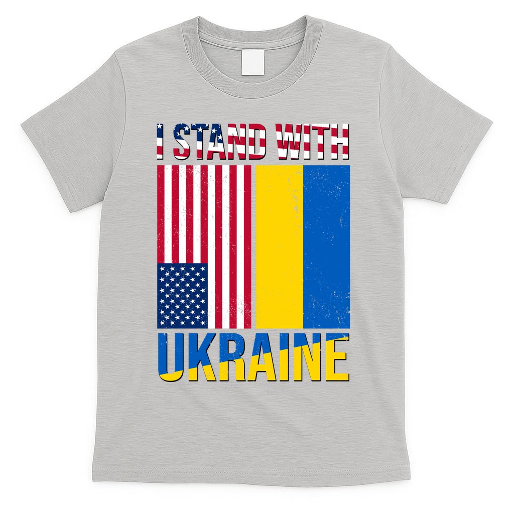 I Stand With Ukraine USA Flag T-Shirt