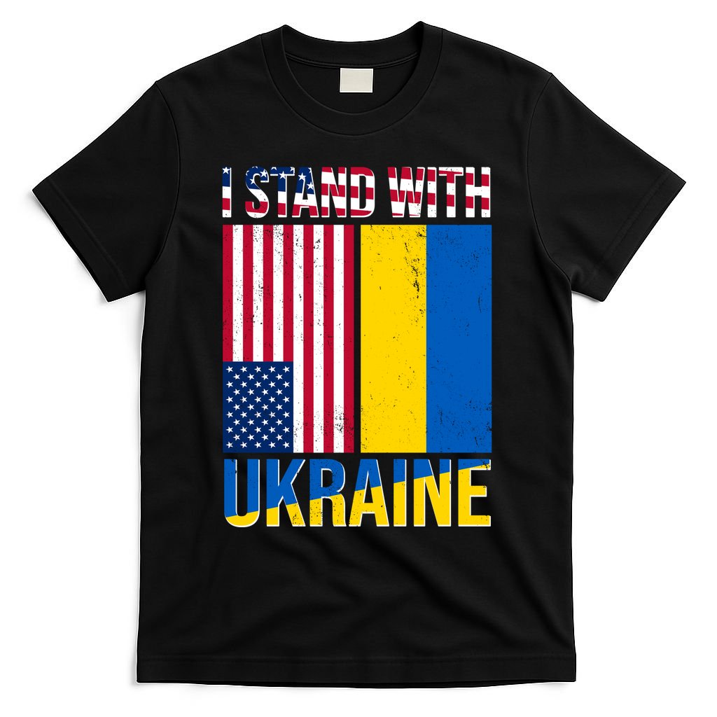 I Stand With Ukraine USA Flag T-Shirt