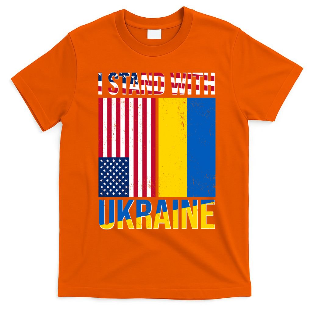 I Stand With Ukraine USA Flag T-Shirt