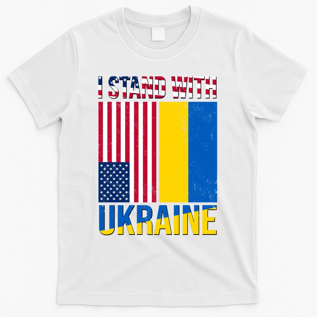 I Stand With Ukraine USA Flag T-Shirt