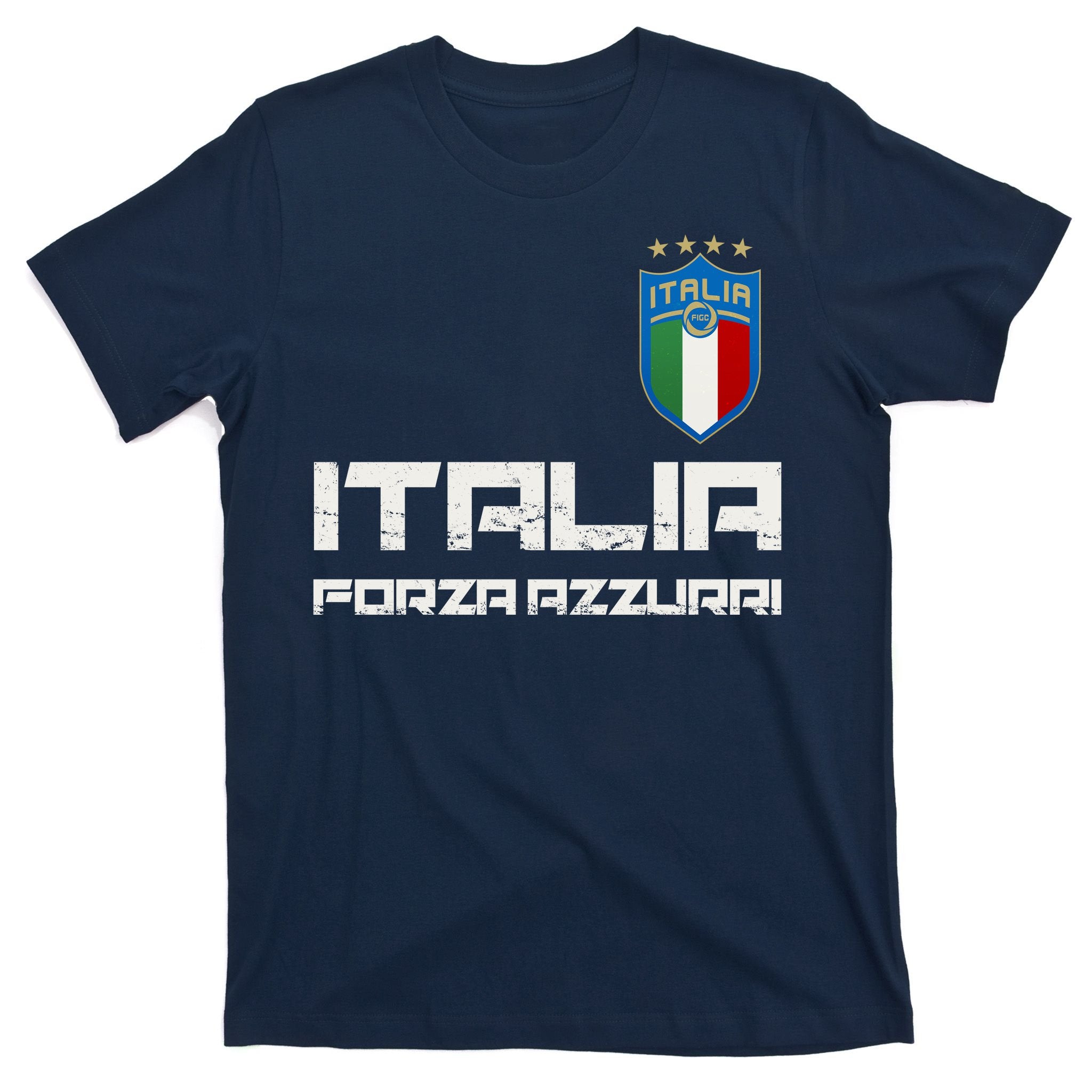 Italia Forza Azzurri Soccer FutbolItaly Flag Logo T-Shirt
