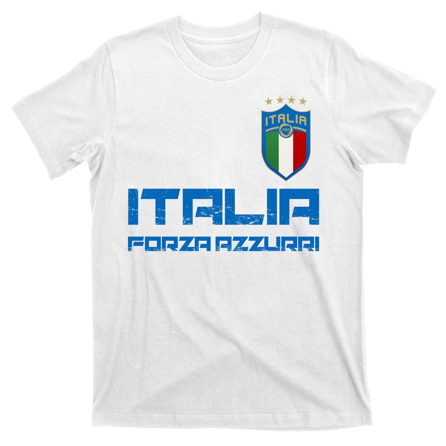 Italia Forza Azzurri Soccer FutbolItaly Flag Logo T-Shirt