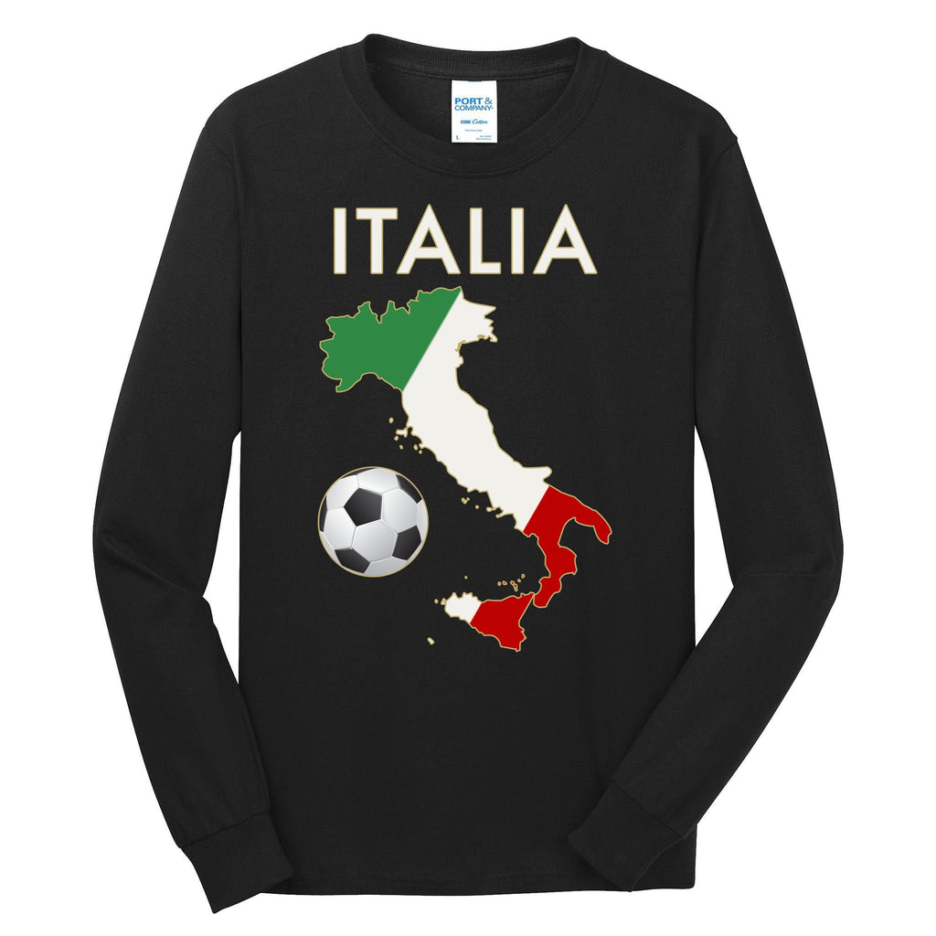 Italia Italy Soccer Football Map Flag colors Tall Long Sleeve T-Shirt