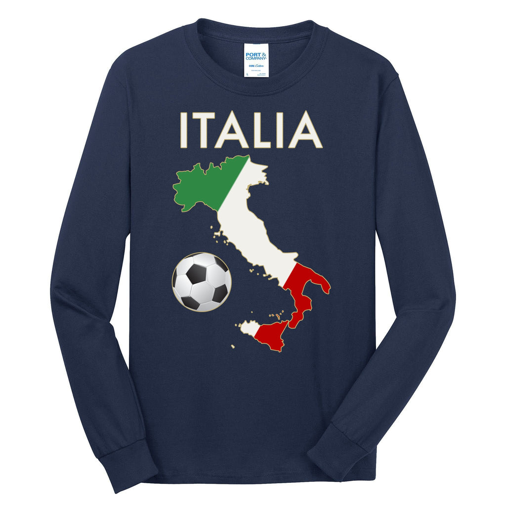 Italia Italy Soccer Football Map Flag colors Tall Long Sleeve T-Shirt