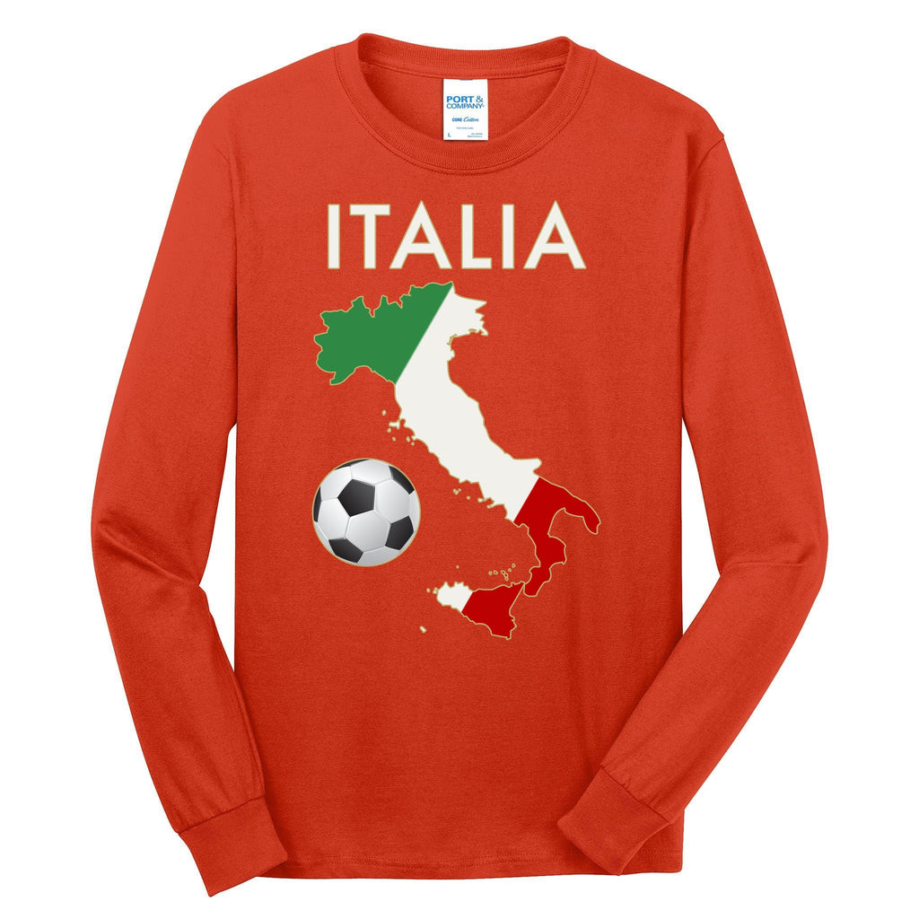 Italia Italy Soccer Football Map Flag colors Tall Long Sleeve T-Shirt