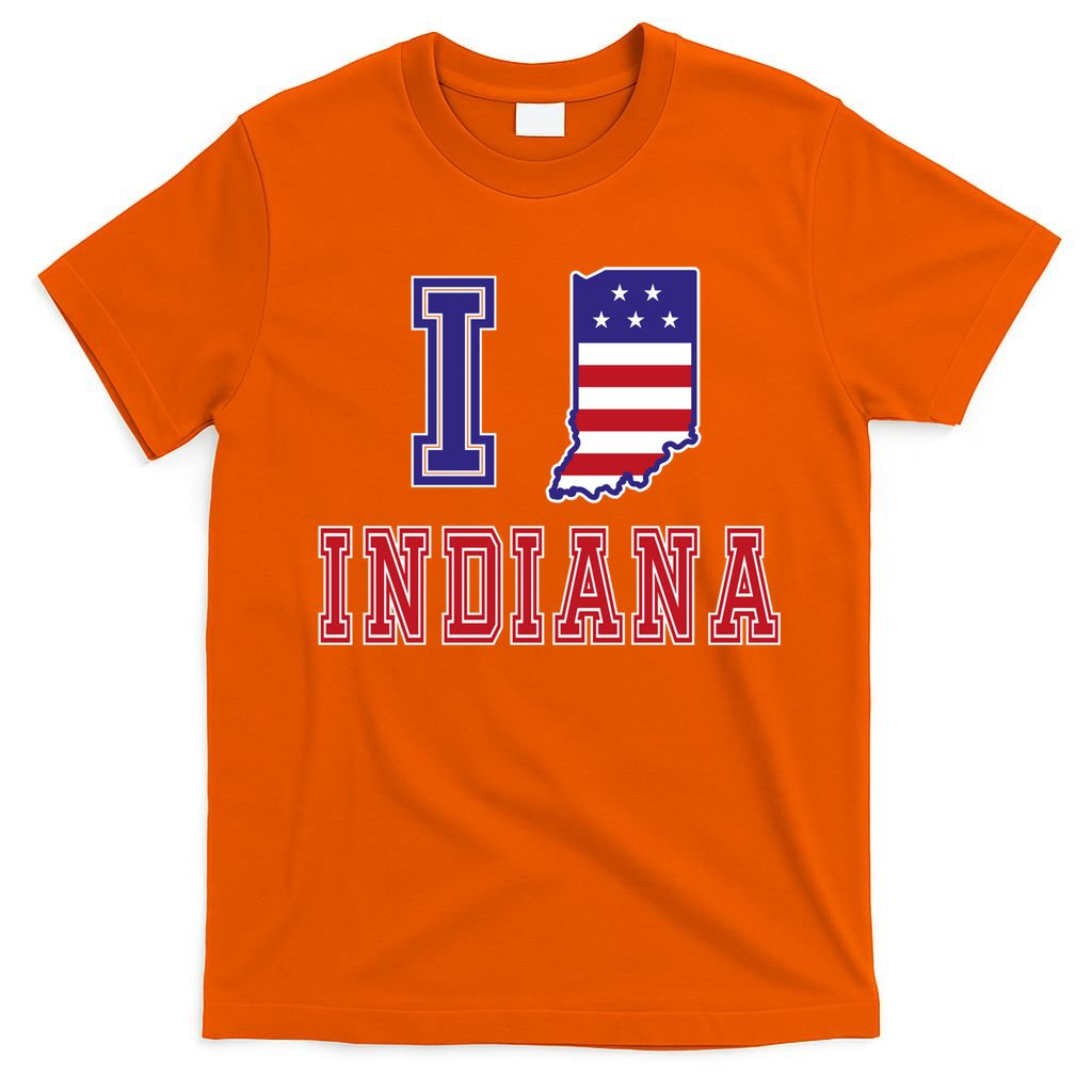 Indiana Usa Patriotic Usa Flag I Love Indiana Gift T-Shirt