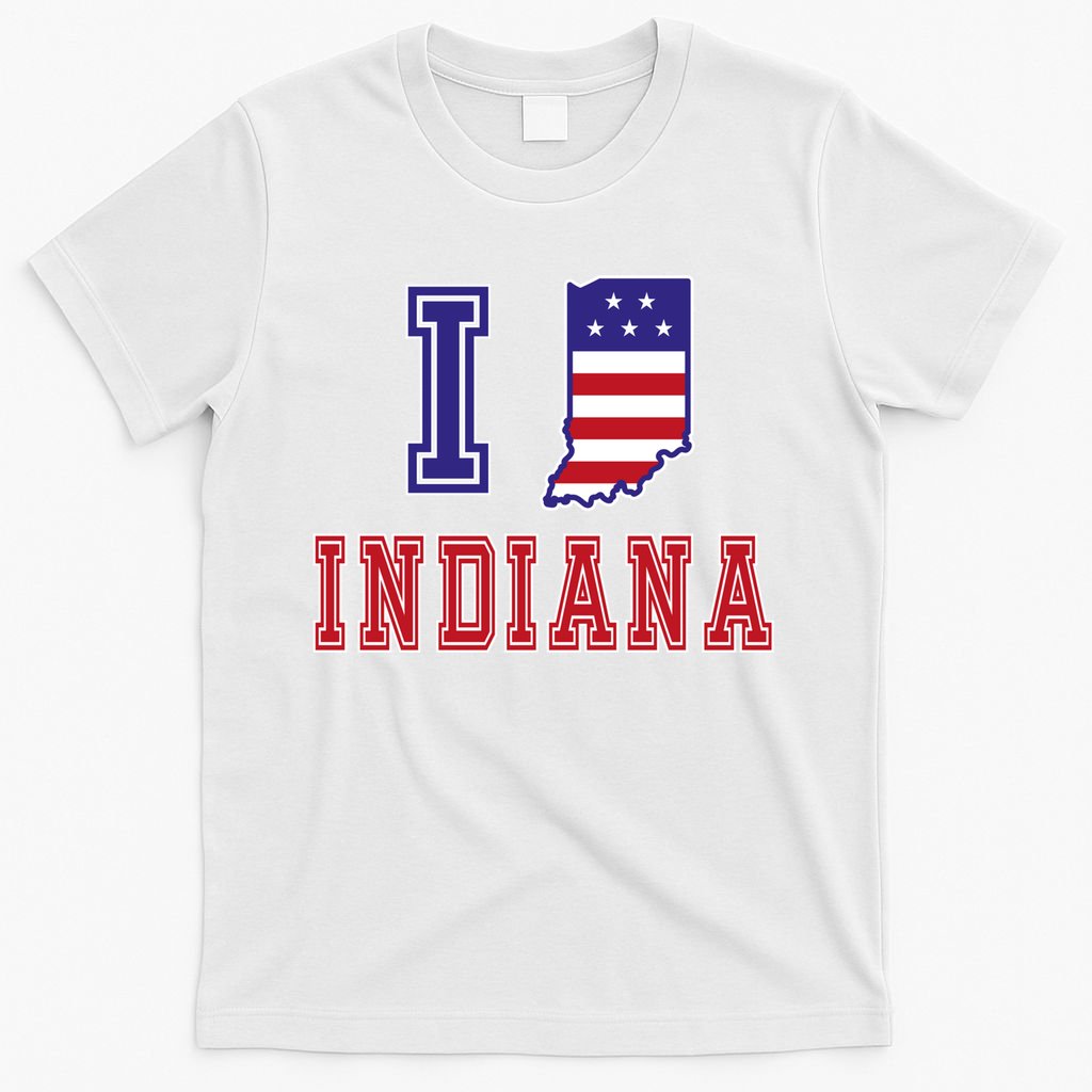 Indiana Usa Patriotic Usa Flag I Love Indiana Gift T-Shirt