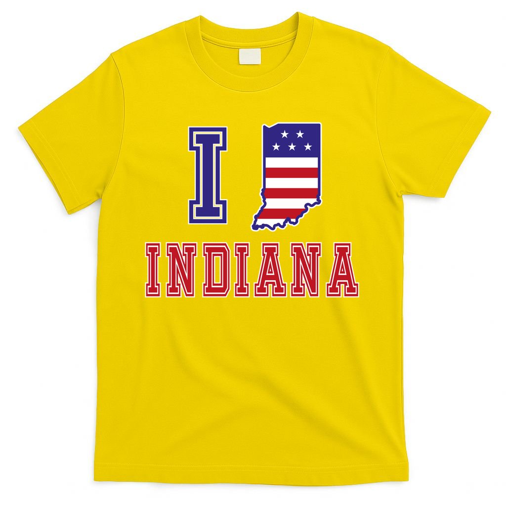 Indiana Usa Patriotic Usa Flag I Love Indiana Gift T-Shirt