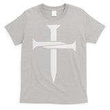 Jesus 3 Nails Cross Christian Faith Catholic King Of Kings Embroidered T-Shirt
