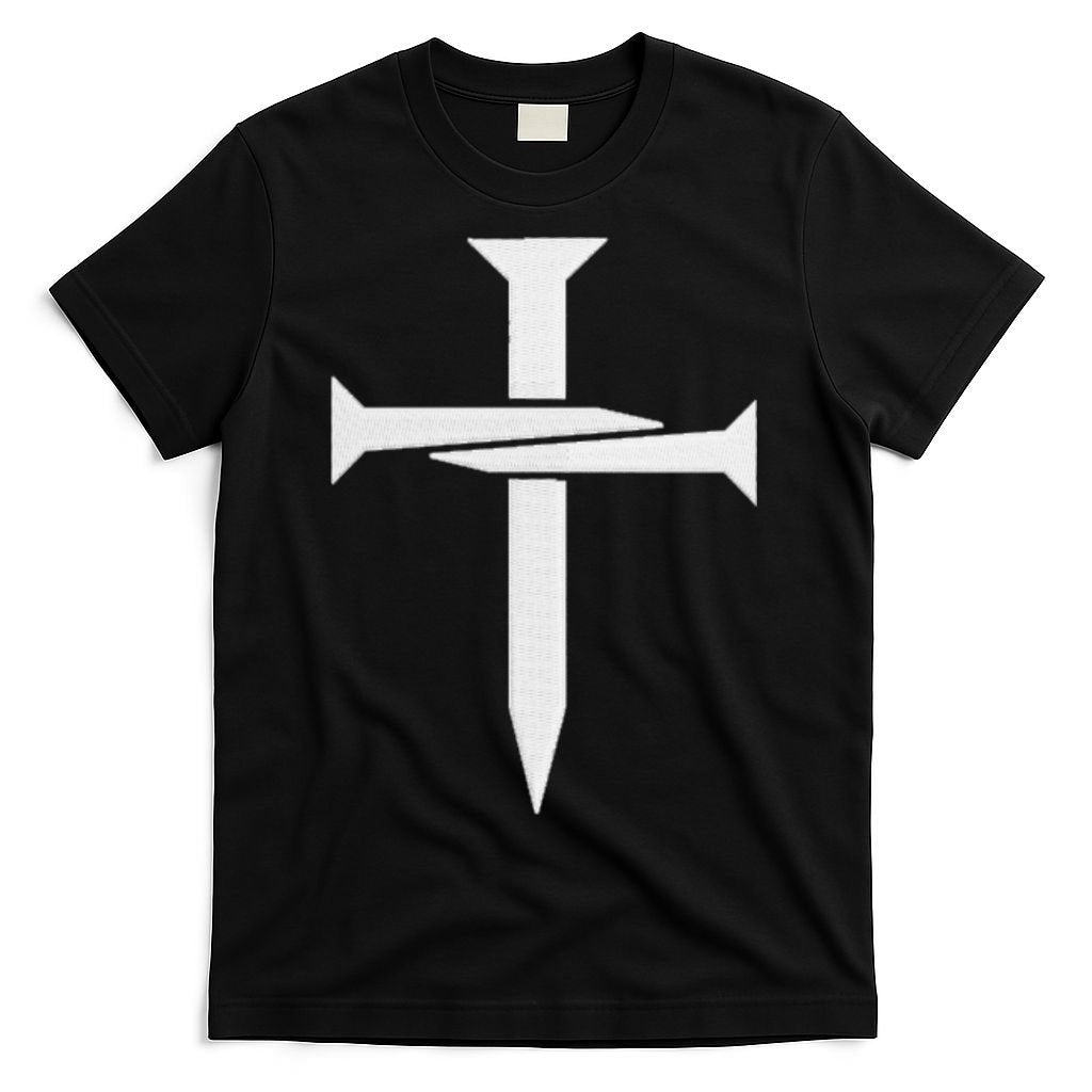 Jesus 3 Nails Cross Christian Faith Catholic King Of Kings Embroidered T-Shirt