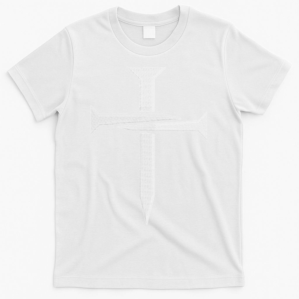 Jesus 3 Nails Cross Christian Faith Catholic King Of Kings Embroidered T-Shirt