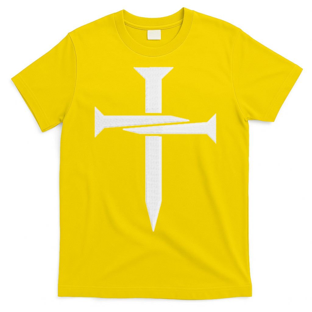Jesus 3 Nails Cross Christian Faith Catholic King Of Kings Embroidered T-Shirt