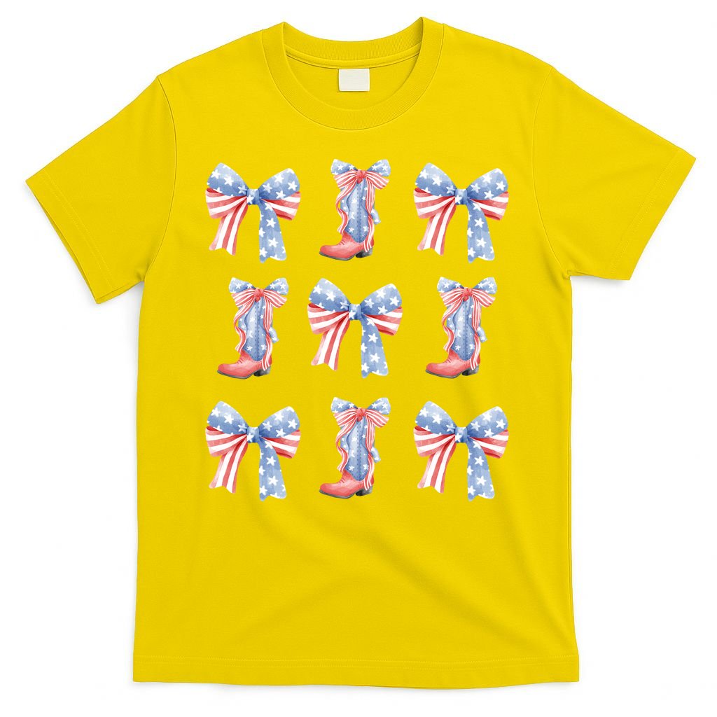 July 4th Coquette Bow America Retro T-Shirt