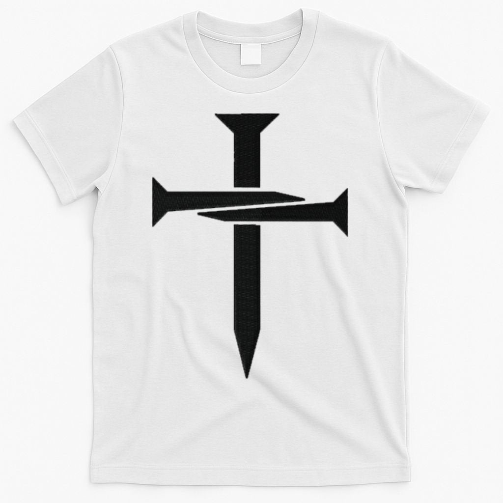 Jesus Christ 3 Nails Cross Christian Faith Embroidered T-Shirt