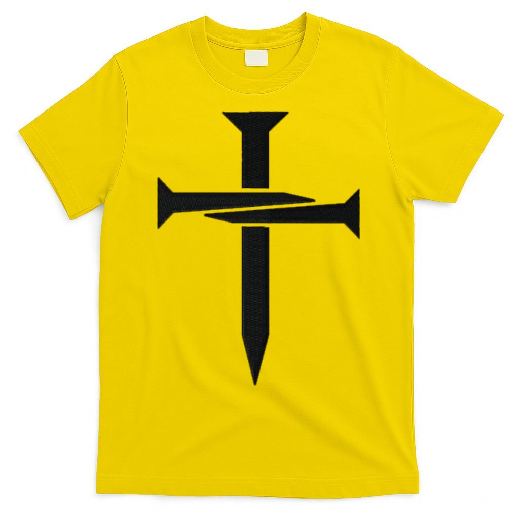 Jesus Christ 3 Nails Cross Christian Faith Embroidered T-Shirt